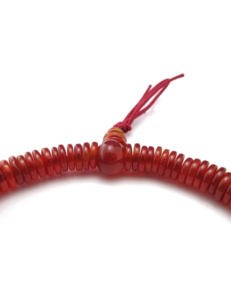 108 Gemstone Flat Beads Bracelet Japanese Juzu Rosary Prayer beads Meditation Chakra Handmade in Kyoto Birthday Gifts for men (red agate)