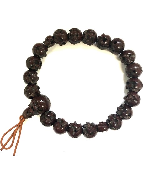 Bodhi Wood Skull Japanese Juzu Bracelet Buddhist Prayer beads Asian Rosary Made in Kyoto Mala Beads Bracelet for Men