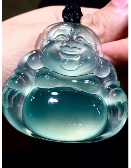 Jade Necklaces for Women Men, Jade Buddha Laughing Buddha Ice Buddha Jade Pendant Jewelry